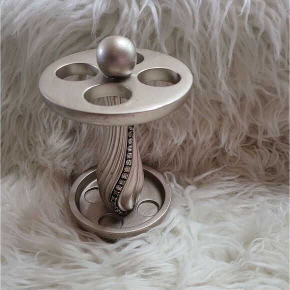 Twisted bronze and rhinestone encrusted toothbrush or cosmetic brush holder - Picture 1 of 5